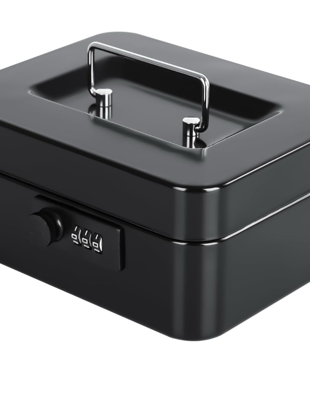 Portable Black Cash Box with Combination Lock